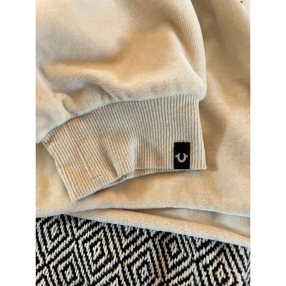 TRUE RELIGION Cream VELOUR, Long Sleeve,  Women's Cropped Hoodie Size XL - Picture 2 of 10